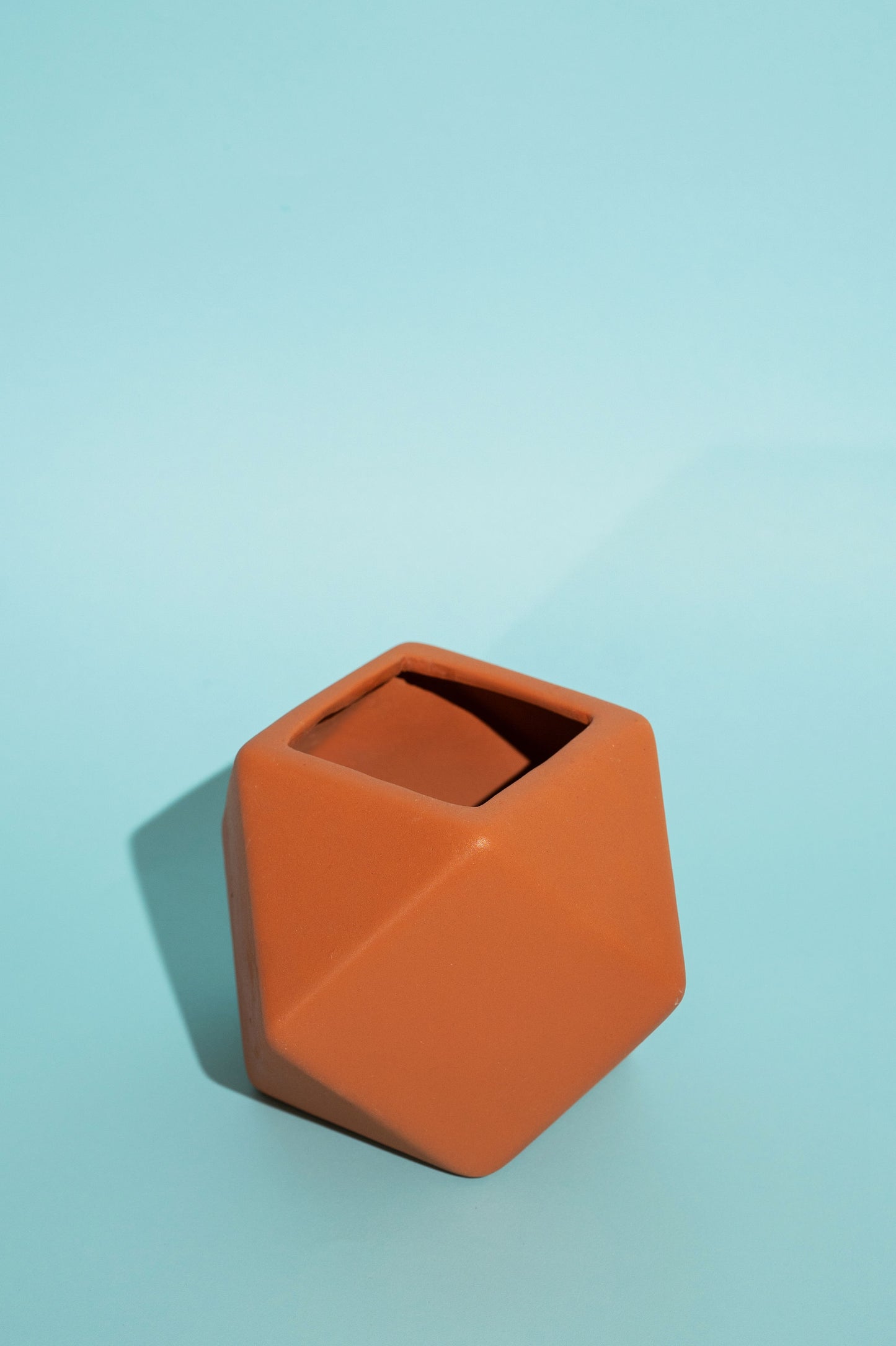 Small Faceted Cubic Terracotta Pot